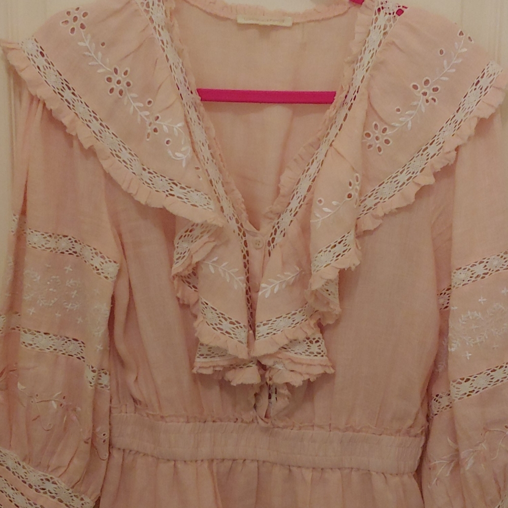 Love Shack Fancy Pink linen dress